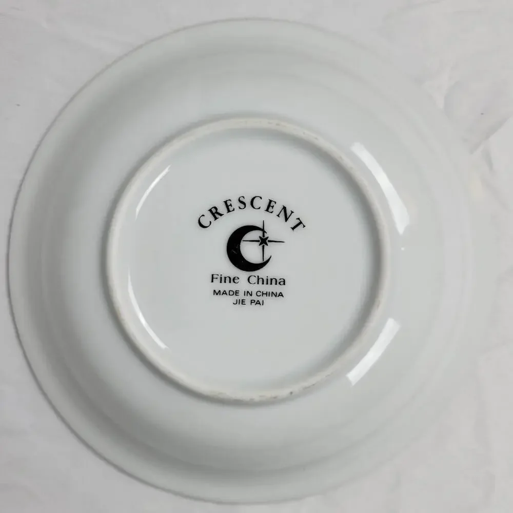 Crescent Fine China Jie Pai Bowl Painted Golden Flowers and Accents